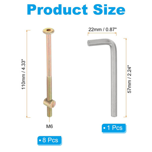110mm bunk bed bolts - m6,